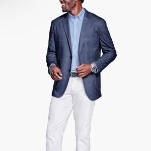 EUC Men’s Johnston & Murphy Navy Glen Plaid XC Flex® Pinnacle Knit Blazer SZ M